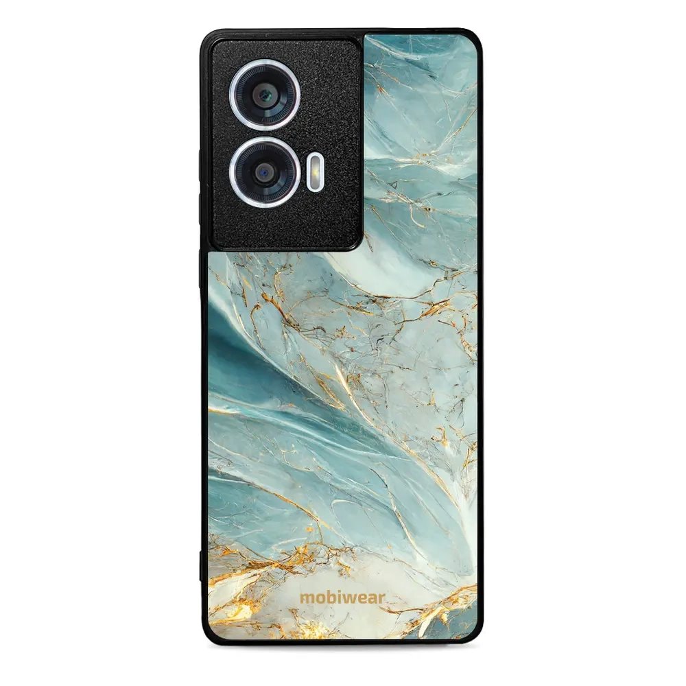 Lesklý kryt Mobiwear Glossy - Motorola Edge 50 Fusion - G022G Zelenkavý a zlatavý mramor