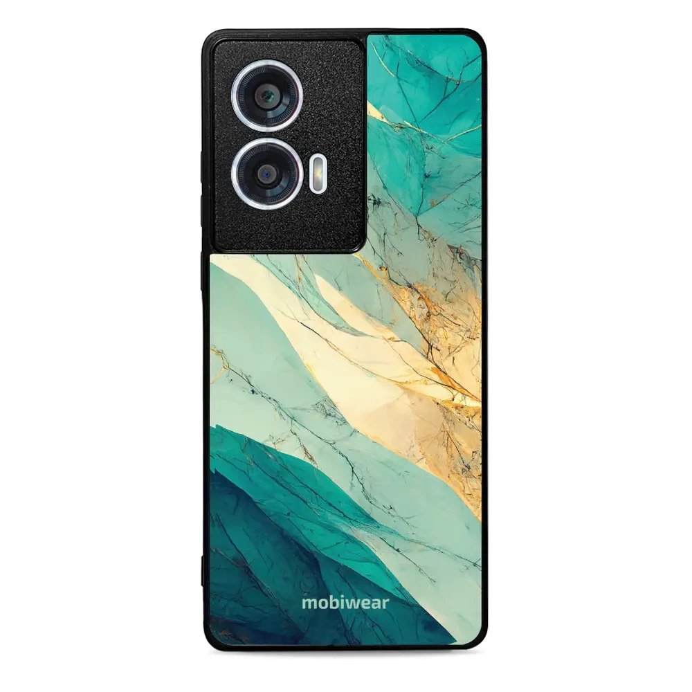 Lesklý kryt Mobiwear Glossy - Motorola Edge 50 Fusion - G024G - Zlatavý a zelenkavý mramor