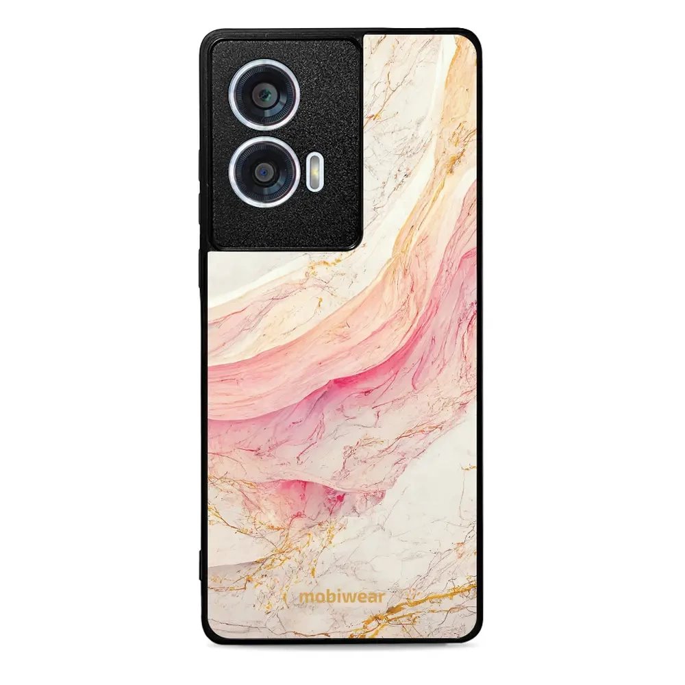 Lesklý kryt Mobiwear Glossy - Motorola Edge 50 Fusion - G027G - Růžový a zlatavý mramor