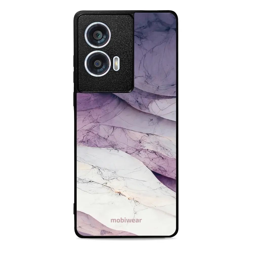 Lesklý kryt Mobiwear Glossy - Motorola Edge 50 Fusion - G028G - Bílý a fialový mramor