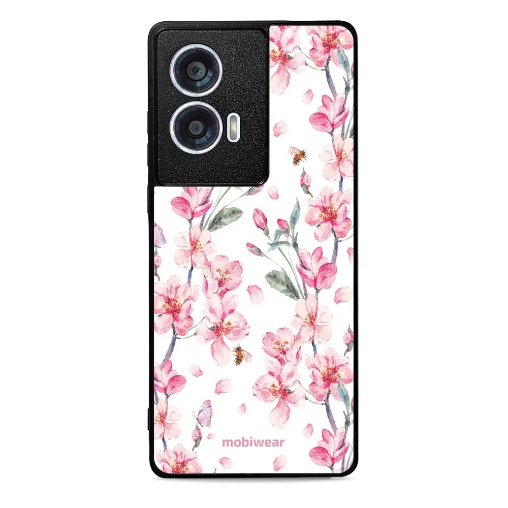 Lesklý kryt Mobiwear Glossy - Motorola Edge 50 Fusion - G033G - Růžové květy