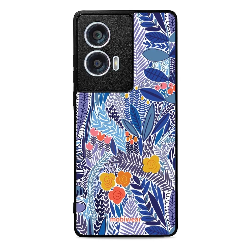 Lesklý kryt Mobiwear Glossy - Motorola Edge 50 Fusion - G037G - Modrá květena