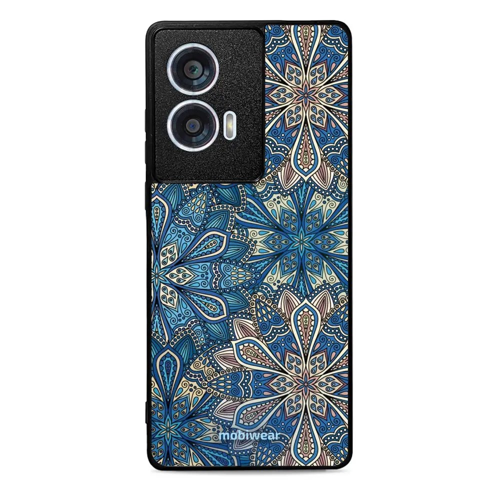 Lesklý kryt Mobiwear Glossy - Motorola Edge 50 Fusion - G038G - Modré mandala květy