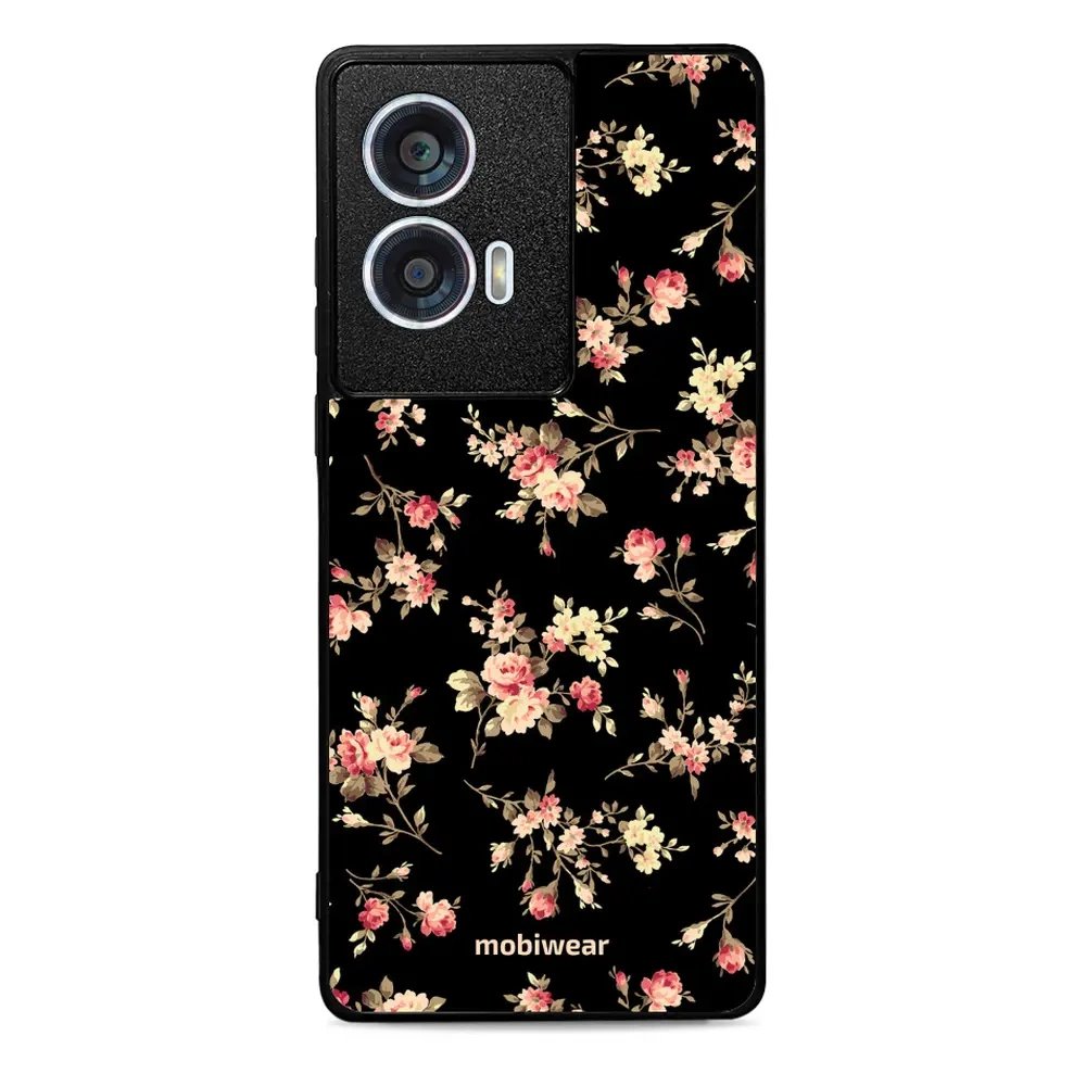 Lesklý kryt Mobiwear Glossy - Motorola Edge 50 Fusion - G039G - Květy na černé
