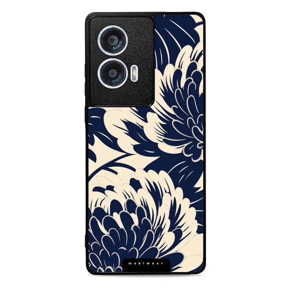 Lesklý kryt Mobiwear Glossy - Motorola Edge 50 Fusion - GA40G Modré a béžové květy