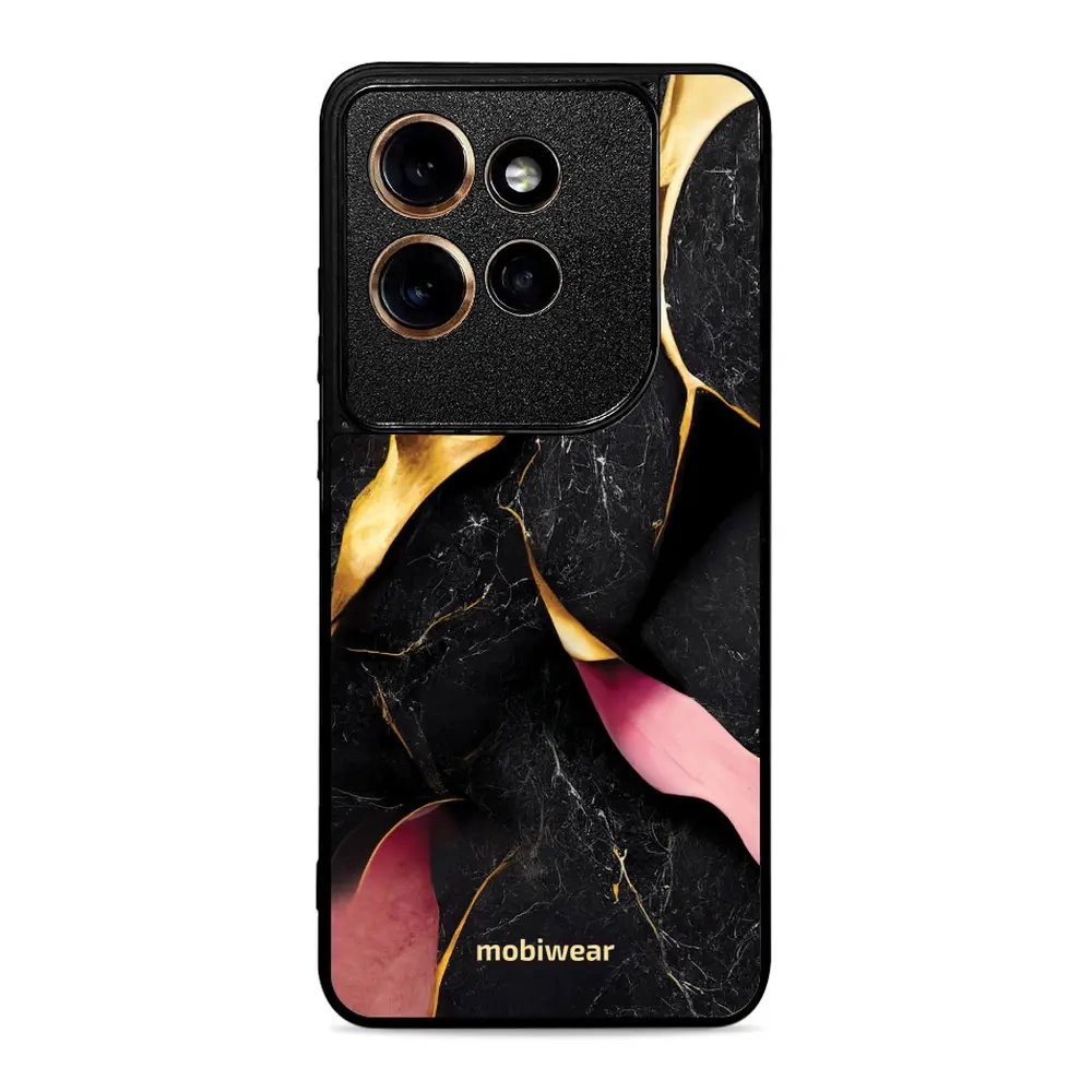 Lesklý kryt Mobiwear Glossy - Motorola Edge 50 Neo - G021G Černý a zlatavý mramor