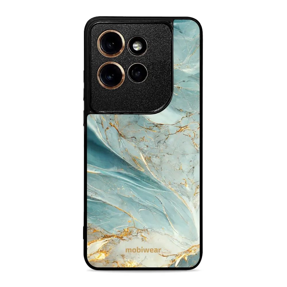 Lesklý kryt Mobiwear Glossy - Motorola Edge 50 Neo - G022G Zelenkavý a zlatavý mramor