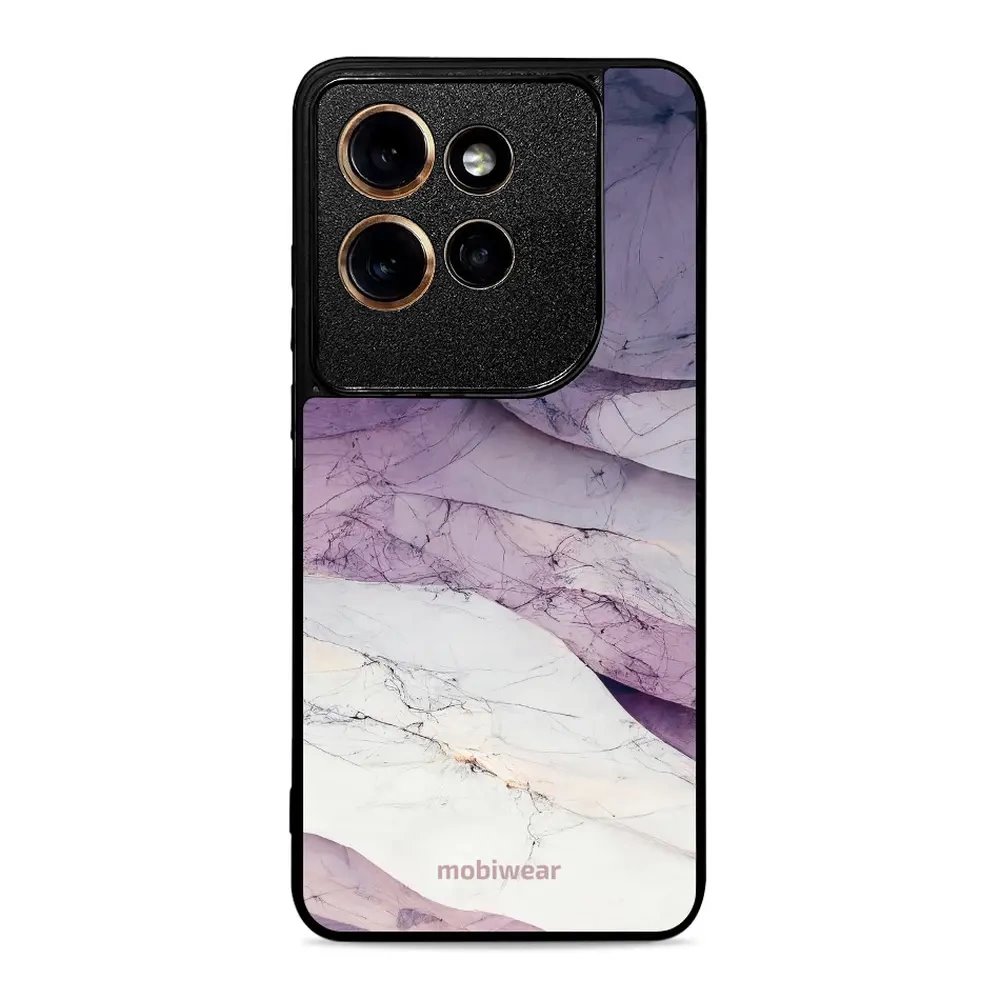 Lesklý kryt Mobiwear Glossy - Motorola Edge 50 Neo - G028G - Bílý a fialový mramor