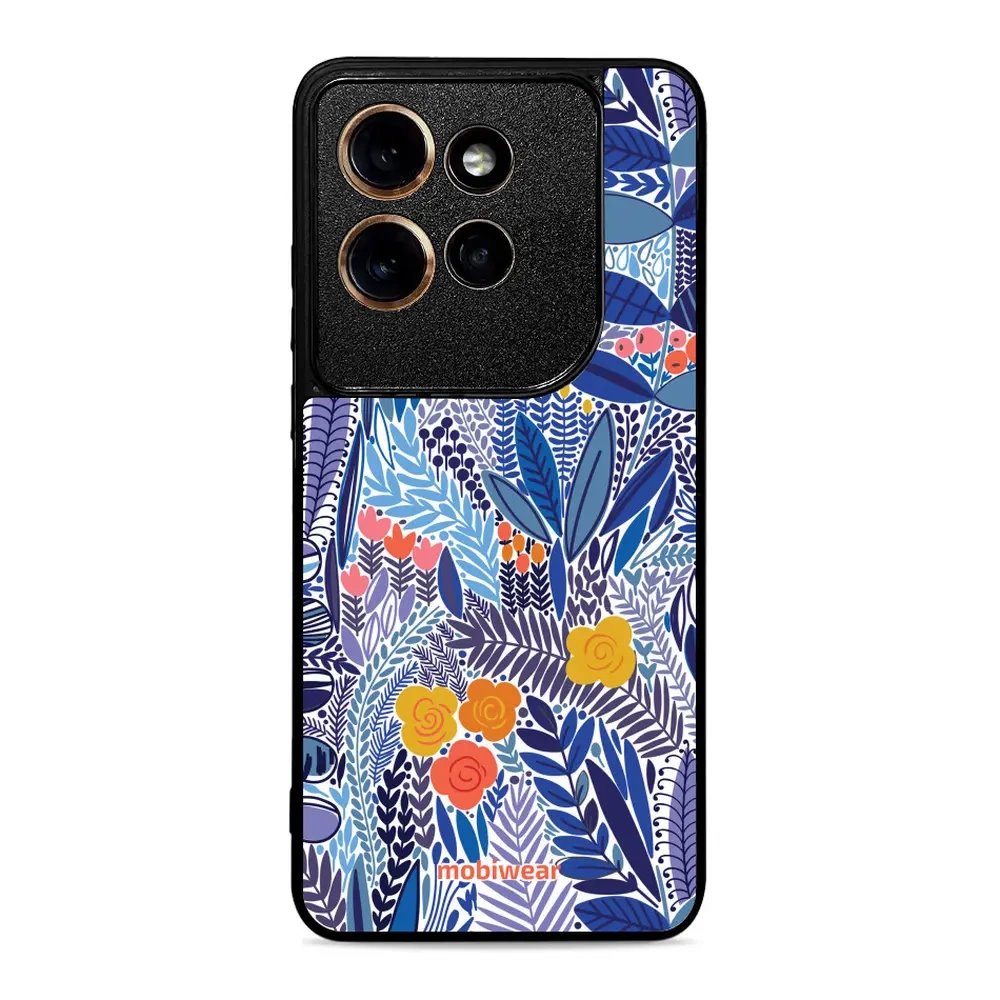 Lesklý kryt Mobiwear Glossy - Motorola Edge 50 Neo - G037G - Modrá květena