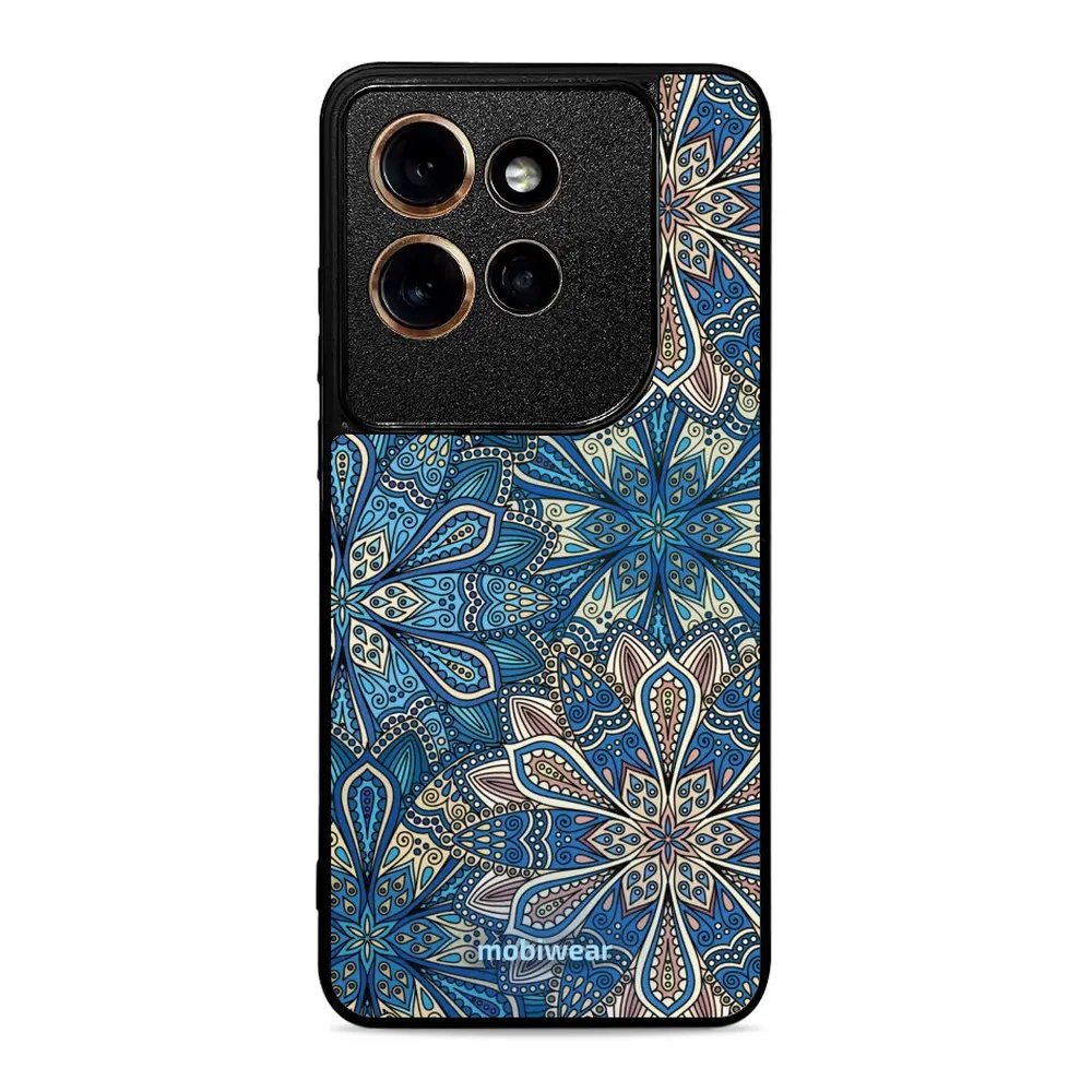 Lesklý kryt Mobiwear Glossy - Motorola Edge 50 Neo - G038G - Modré mandala květy