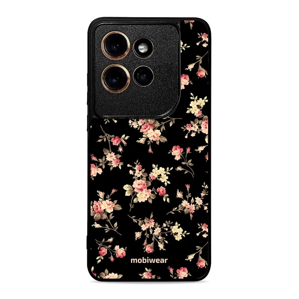 Lesklý kryt Mobiwear Glossy - Motorola Edge 50 Neo - G039G - Květy na černé