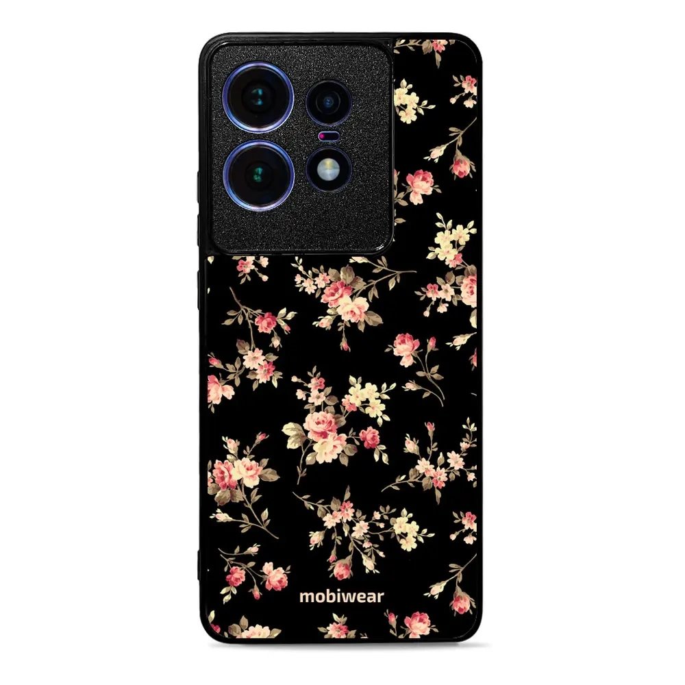 Lesklý kryt Mobiwear Glossy - Motorola Edge 50 Pro - G039G - Květy na černé