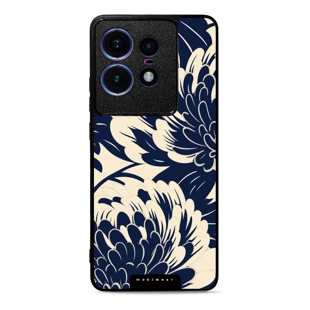 Lesklý kryt Mobiwear Glossy - Motorola Edge 50 Pro - GA40G Modré a béžové květy