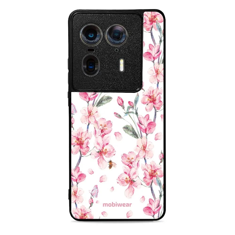 Lesklý kryt Mobiwear Glossy - Motorola Edge 50 Ultra - G033G - Růžové květy