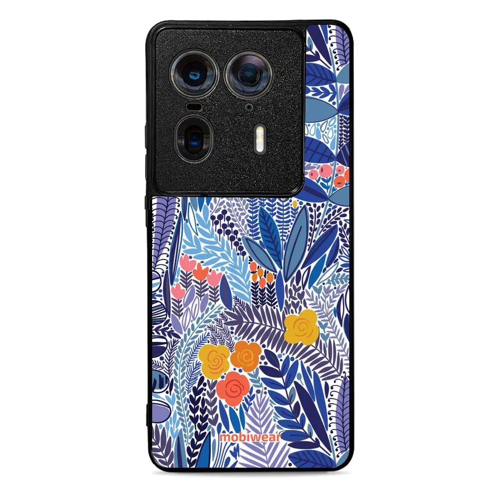 Lesklý kryt Mobiwear Glossy - Motorola Edge 50 Ultra - G037G - Modrá květena