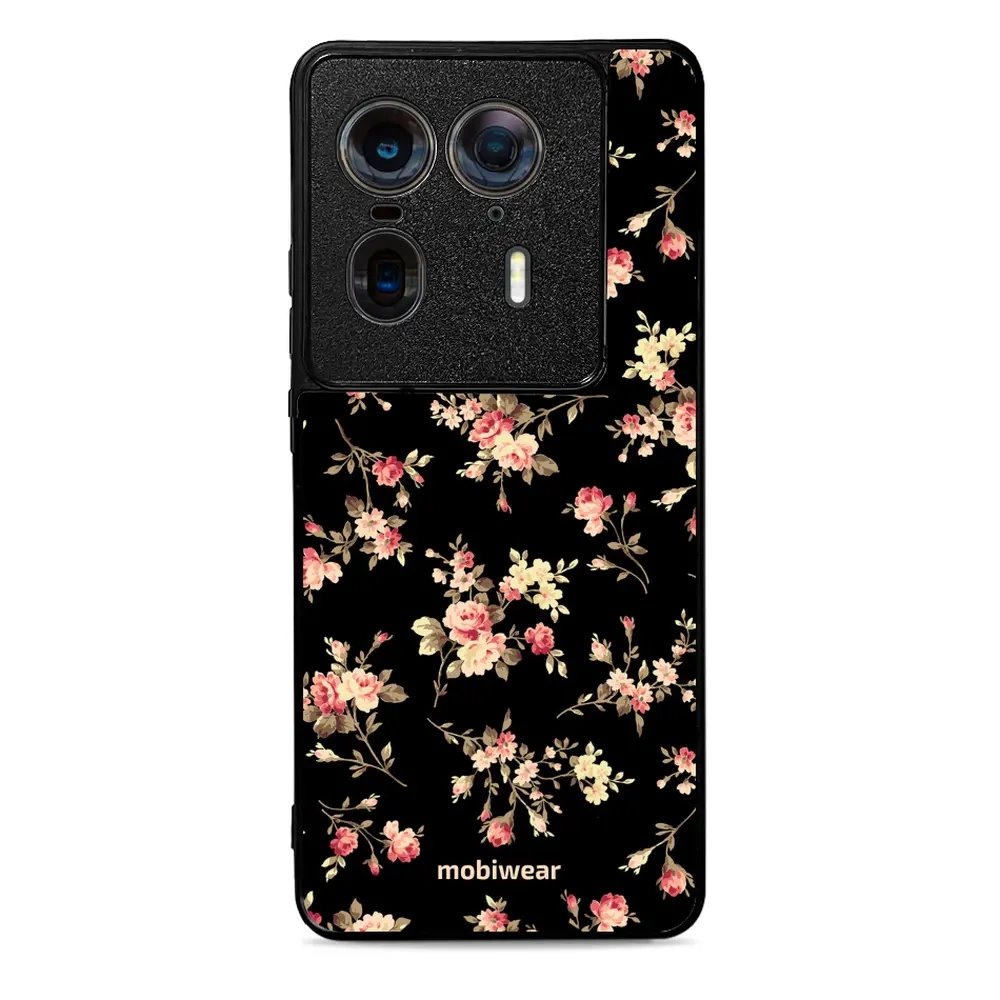 Lesklý kryt Mobiwear Glossy - Motorola Edge 50 Ultra - G039G - Květy na černé