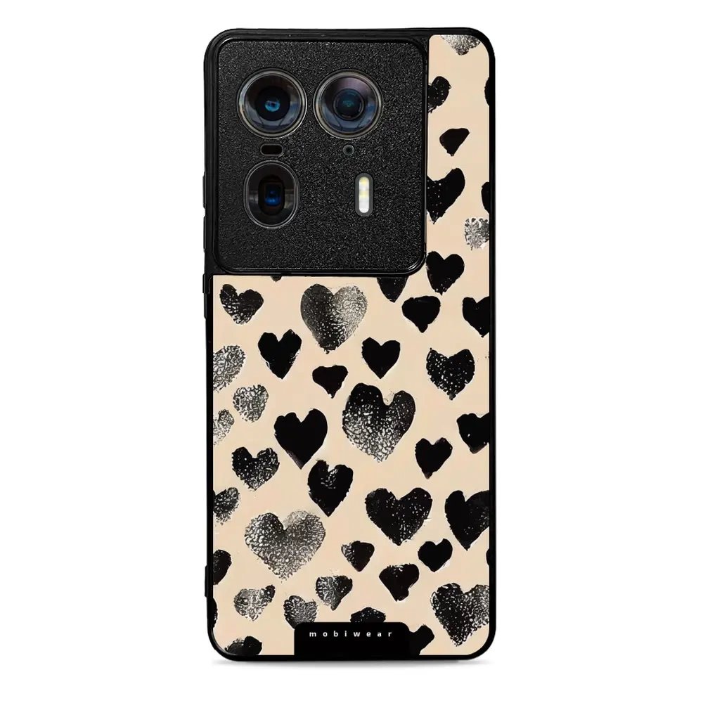 Lesklý kryt Mobiwear Glossy - Motorola Edge 50 Ultra - GA51G Černá srdíčka
