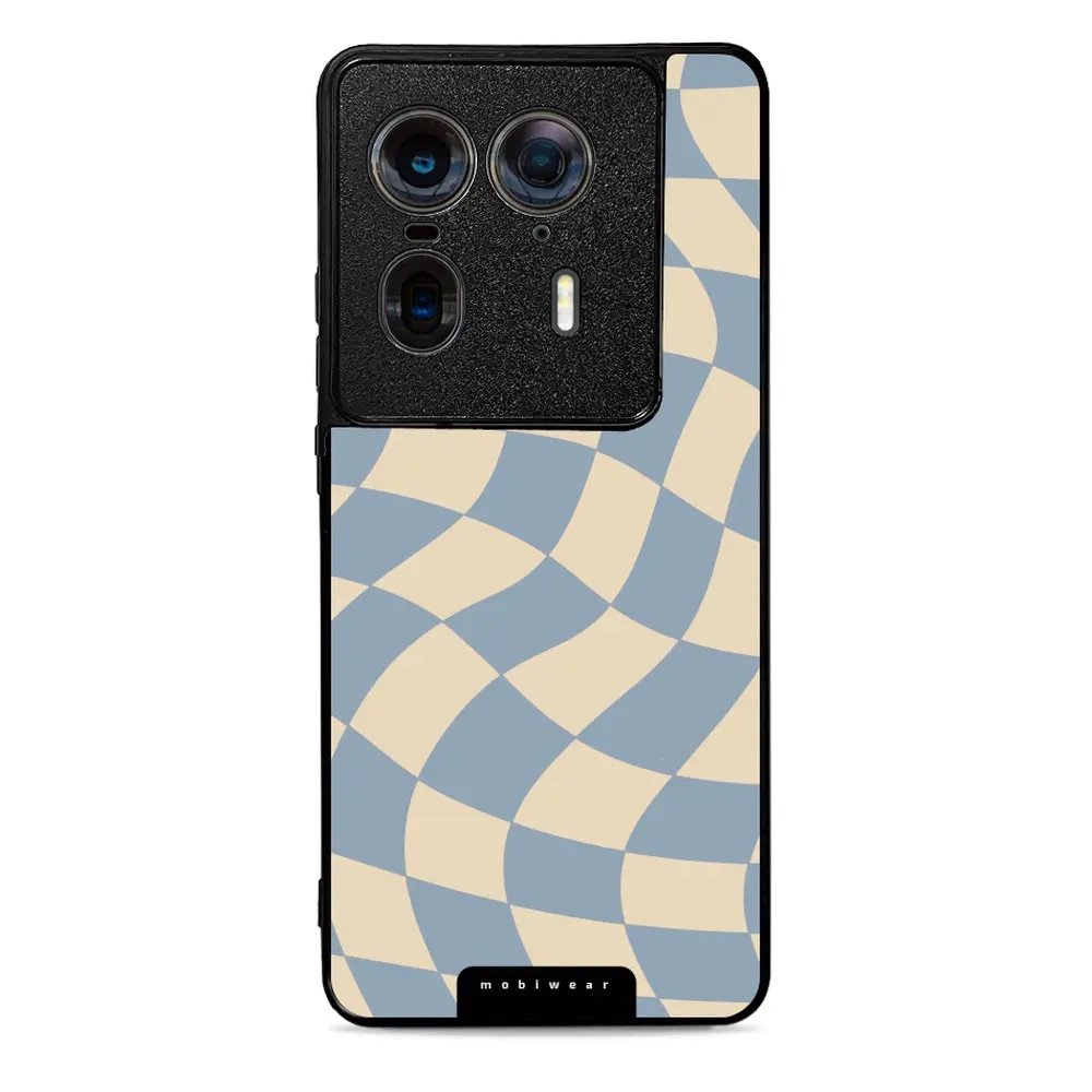 Lesklý kryt Mobiwear Glossy - Motorola Edge 50 Ultra - GA59G Modrá a béžová šachovnice