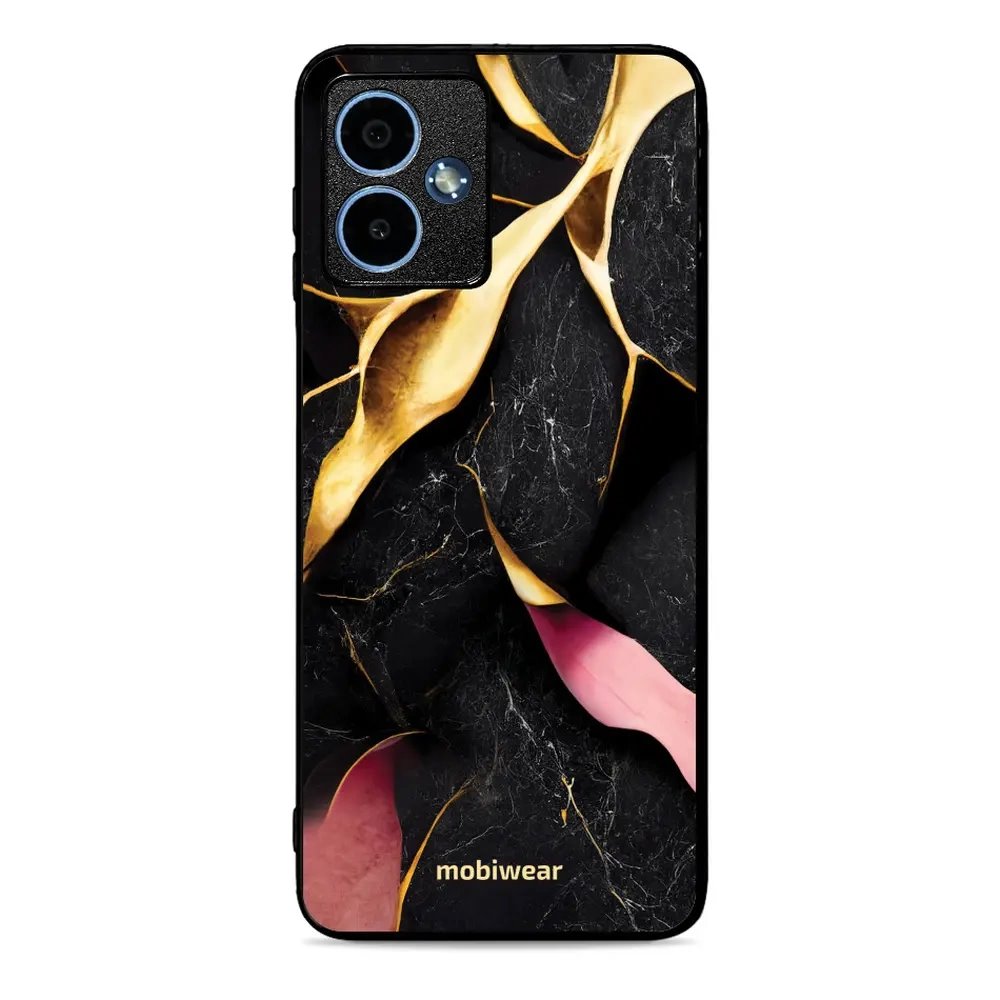 Lesklý kryt Mobiwear Glossy - Motorola Moto G14 - G021G Černý a zlatavý mramor