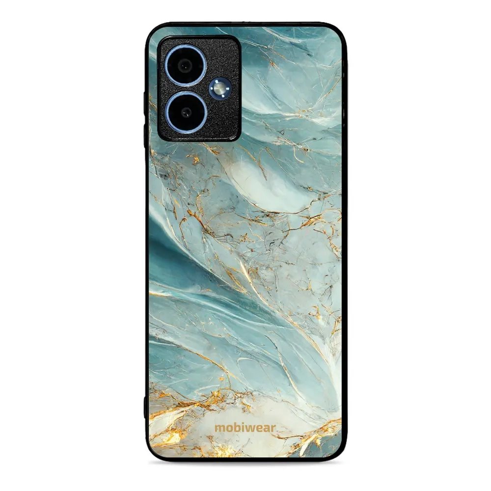 Lesklý kryt Mobiwear Glossy - Motorola Moto G14 - G022G Zelenkavý a zlatavý mramor