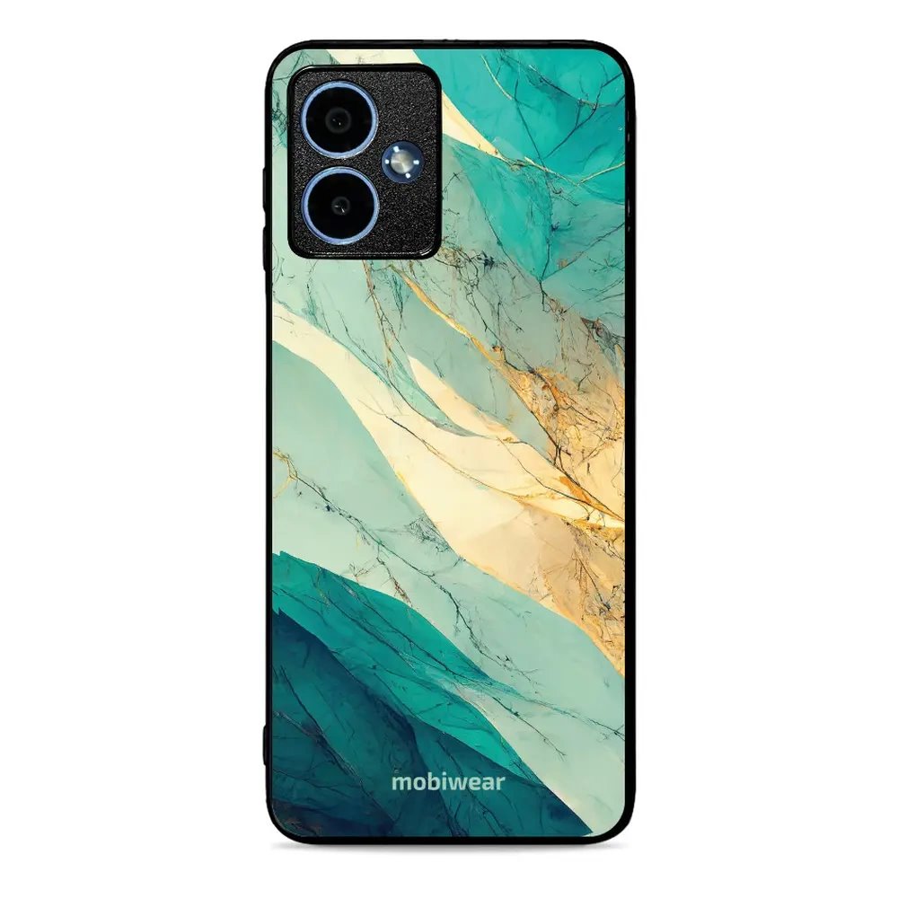 Lesklý kryt Mobiwear Glossy - Motorola Moto G14 - G024G - Zlatavý a zelenkavý mramor