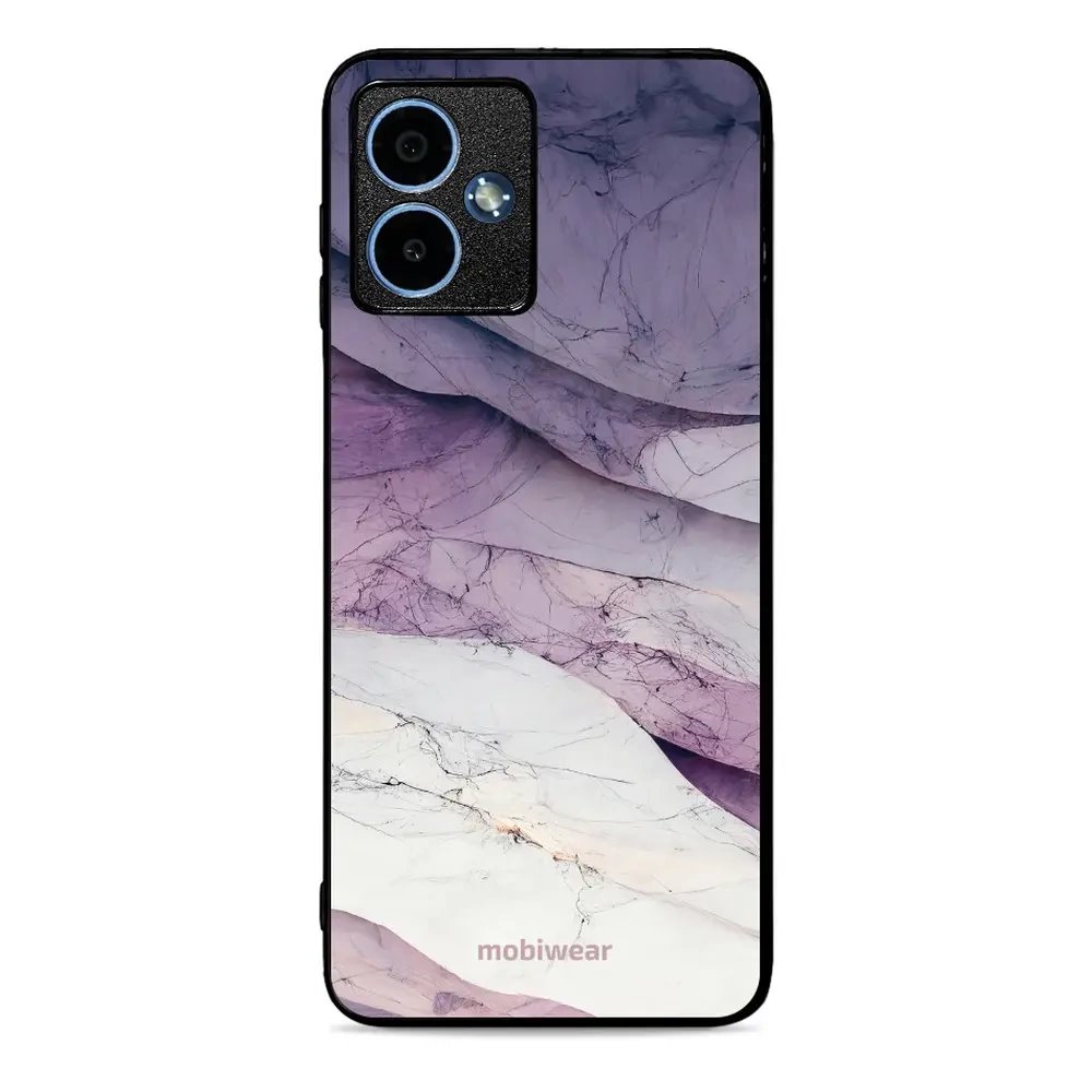 Lesklý kryt Mobiwear Glossy - Motorola Moto G14 - G028G - Bílý a fialový mramor