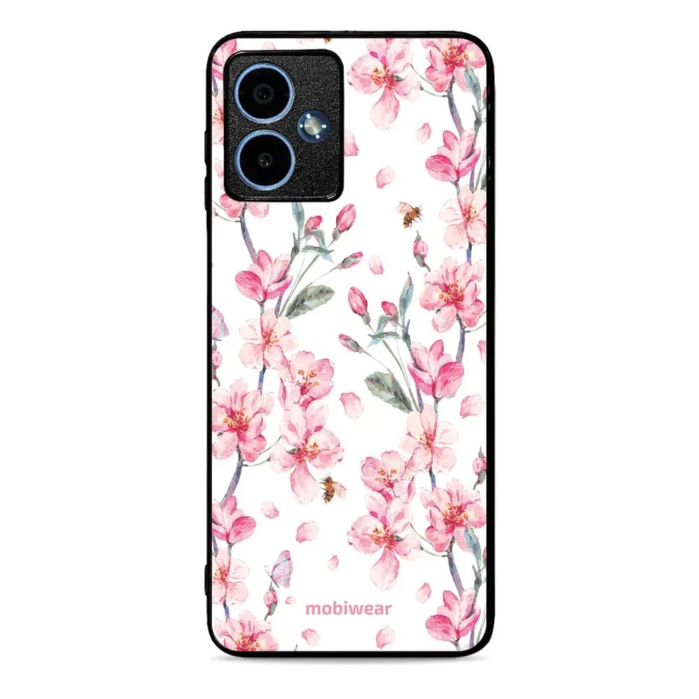 Lesklý kryt Mobiwear Glossy - Motorola Moto G14 - G033G - Růžové květy