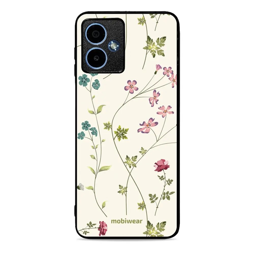 Lesklý kryt Mobiwear Glossy - Motorola Moto G14 - G035G - Tenké rostlinky s květy