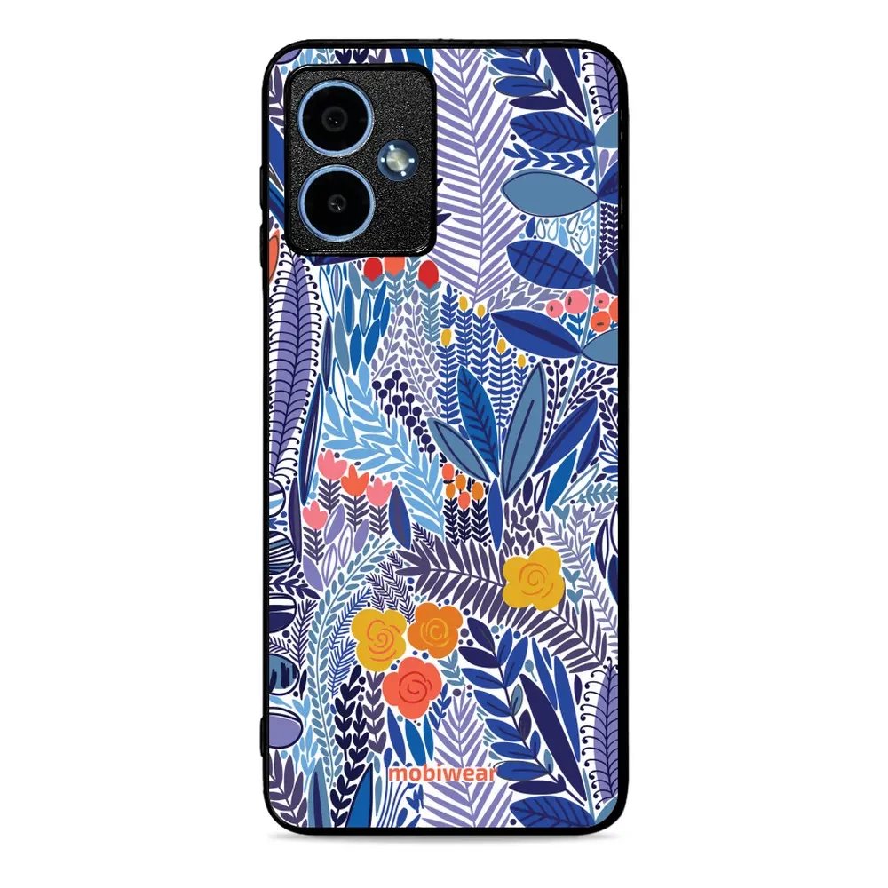 Lesklý kryt Mobiwear Glossy - Motorola Moto G14 - G037G - Modrá květena