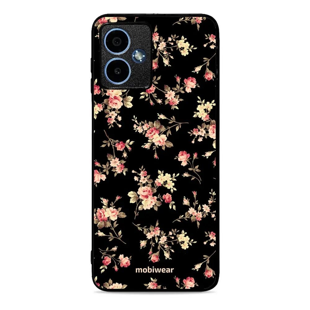 Lesklý kryt Mobiwear Glossy - Motorola Moto G14 - G039G - Květy na černé