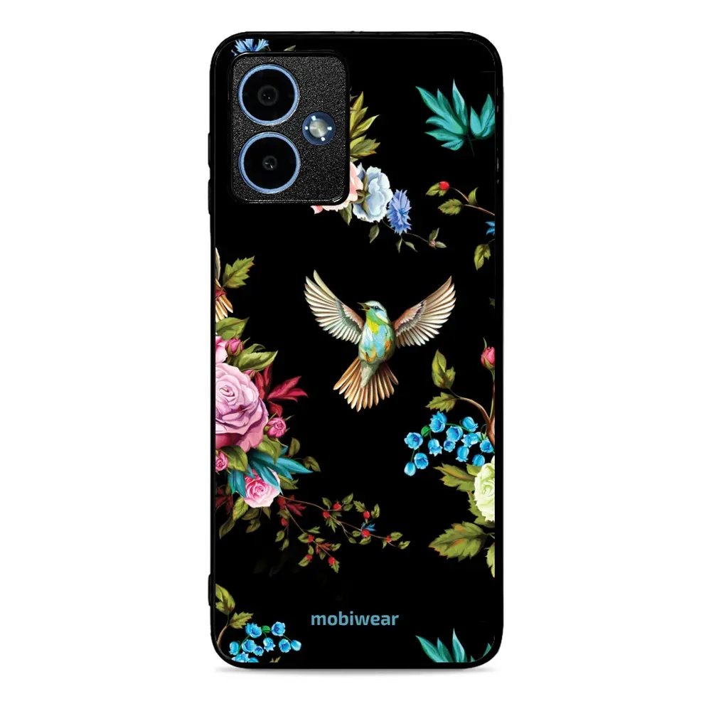 Lesklý kryt Mobiwear Glossy - Motorola Moto G14 - G041G - Ptáček a květy