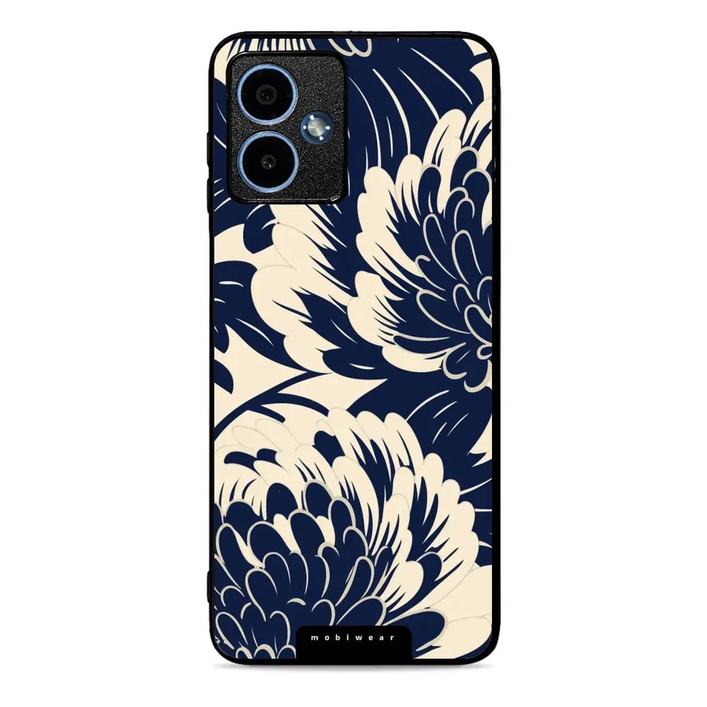 Lesklý kryt Mobiwear Glossy - Motorola Moto G14 - GA40G Modré a béžové květy