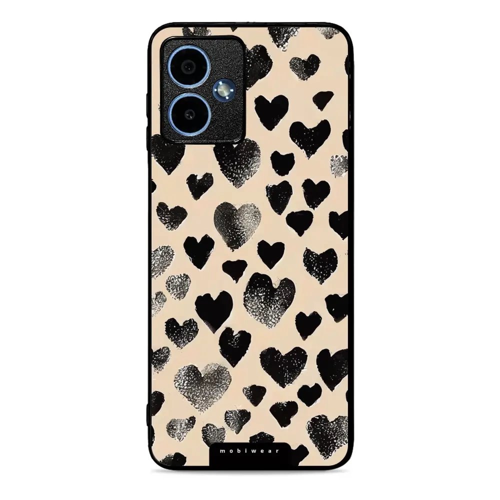 Lesklý kryt Mobiwear Glossy - Motorola Moto G14 - GA51G Černá srdíčka