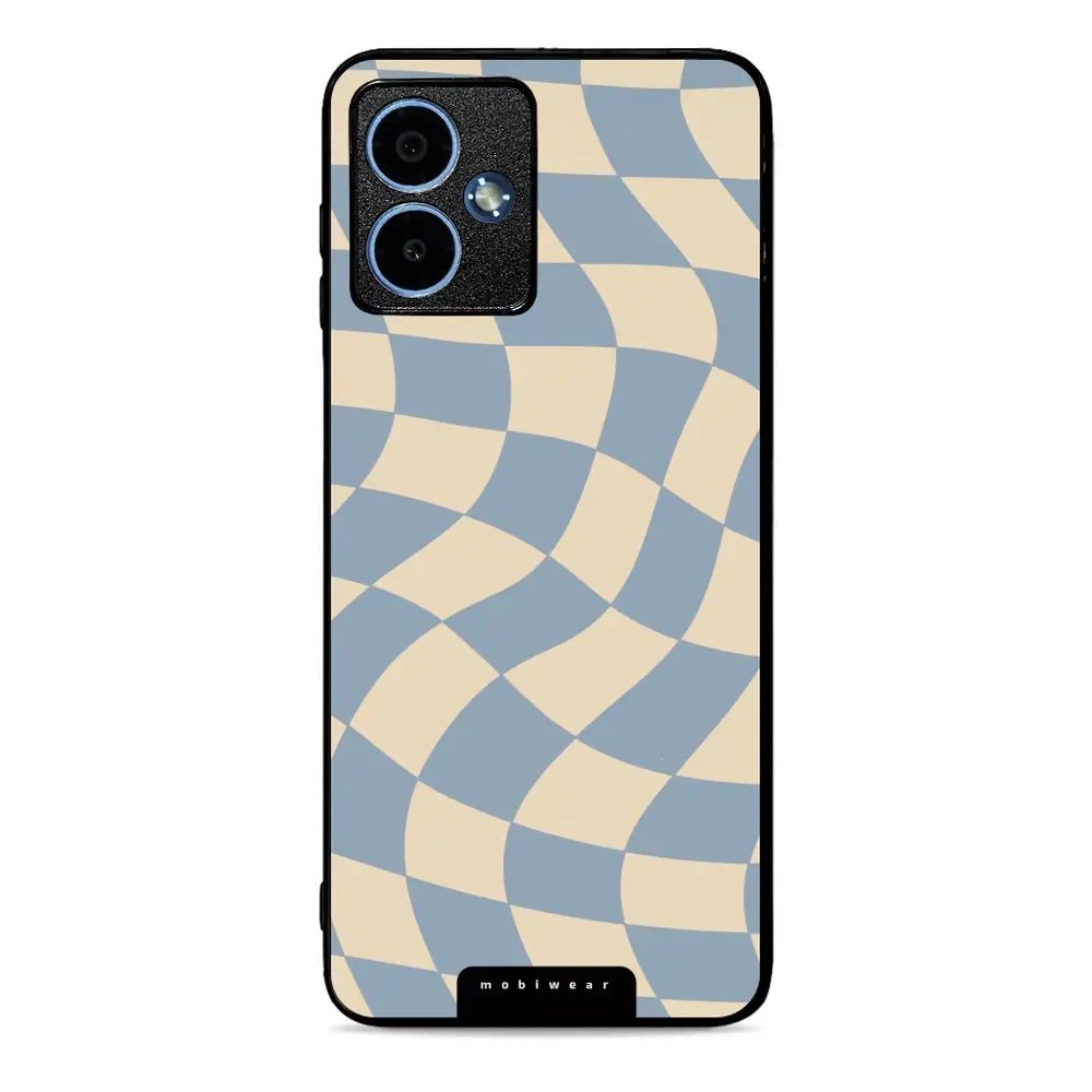 Lesklý kryt Mobiwear Glossy - Motorola Moto G14 - GA59G Modrá a béžová šachovnice
