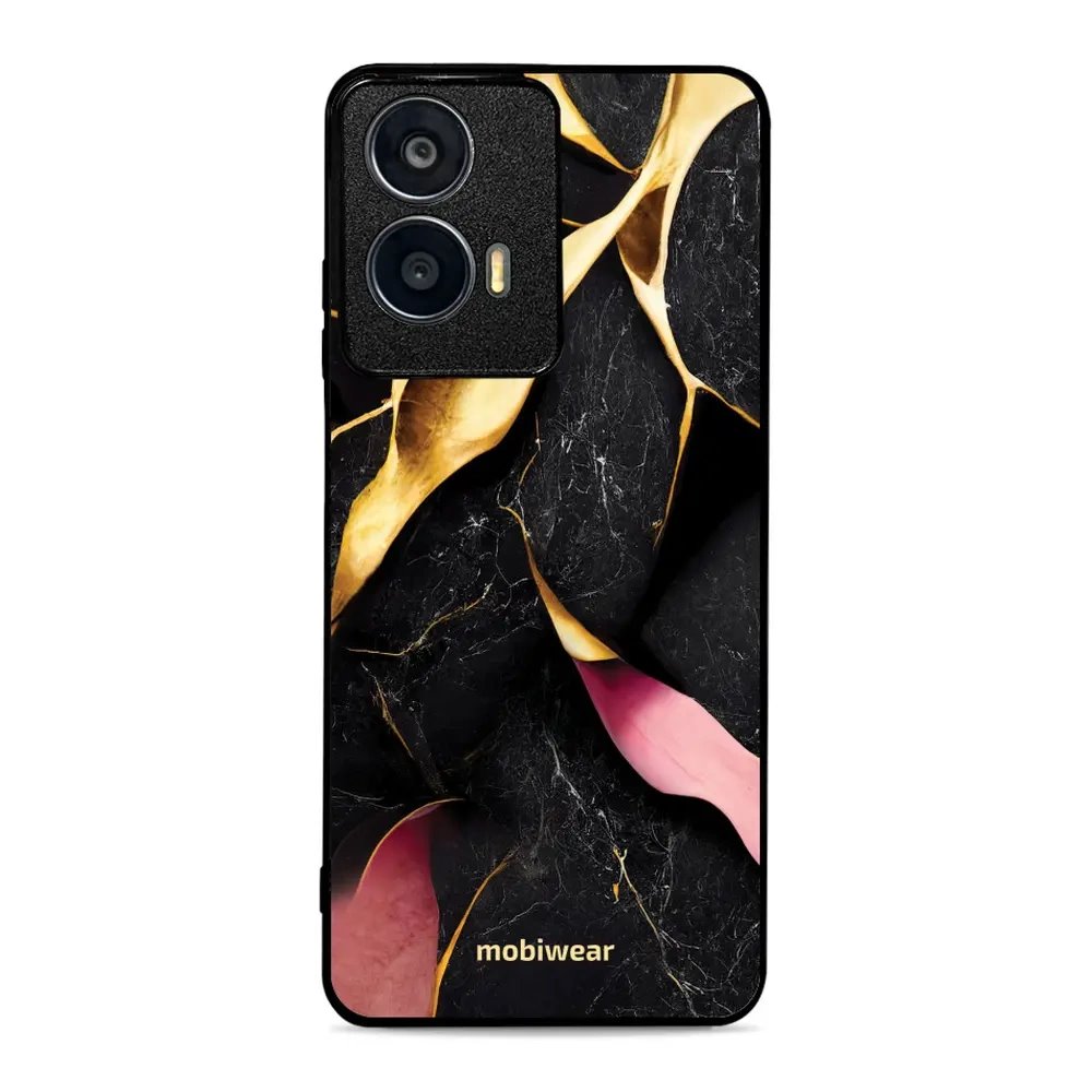 Lesklý kryt Mobiwear Glossy - Motorola Moto G24 - G021G Černý a zlatavý mramor