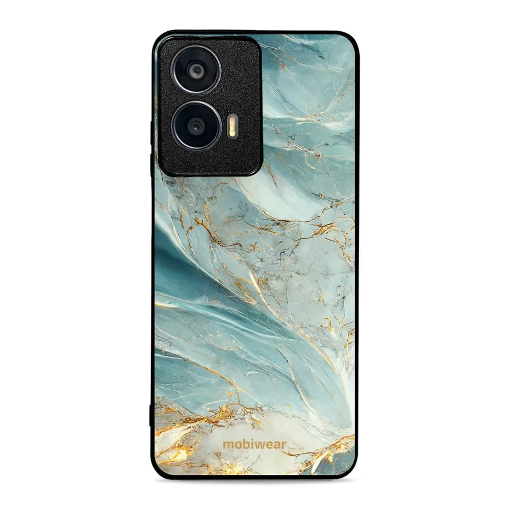 Lesklý kryt Mobiwear Glossy - Motorola Moto E14 - G022G Zelenkavý a zlatavý mramor