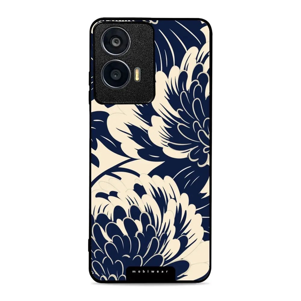 Lesklý kryt Mobiwear Glossy - Motorola Moto E14 - GA40G Modré a béžové květy