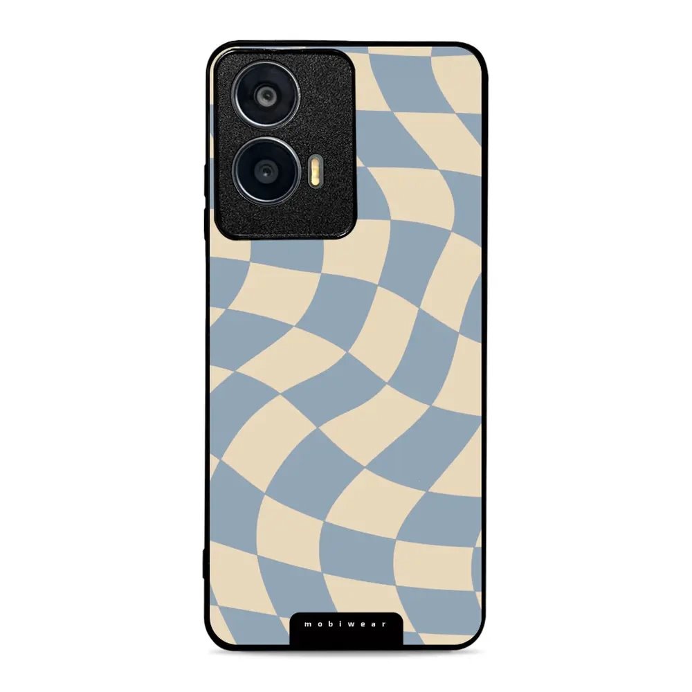 Lesklý kryt Mobiwear Glossy - Motorola Moto E14 - GA59G Modrá a béžová šachovnice