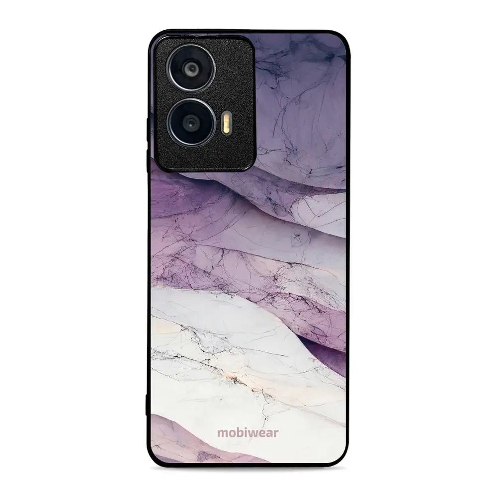 Lesklý kryt Mobiwear Glossy - Motorola Moto G04 - G028G - Bílý a fialový mramor