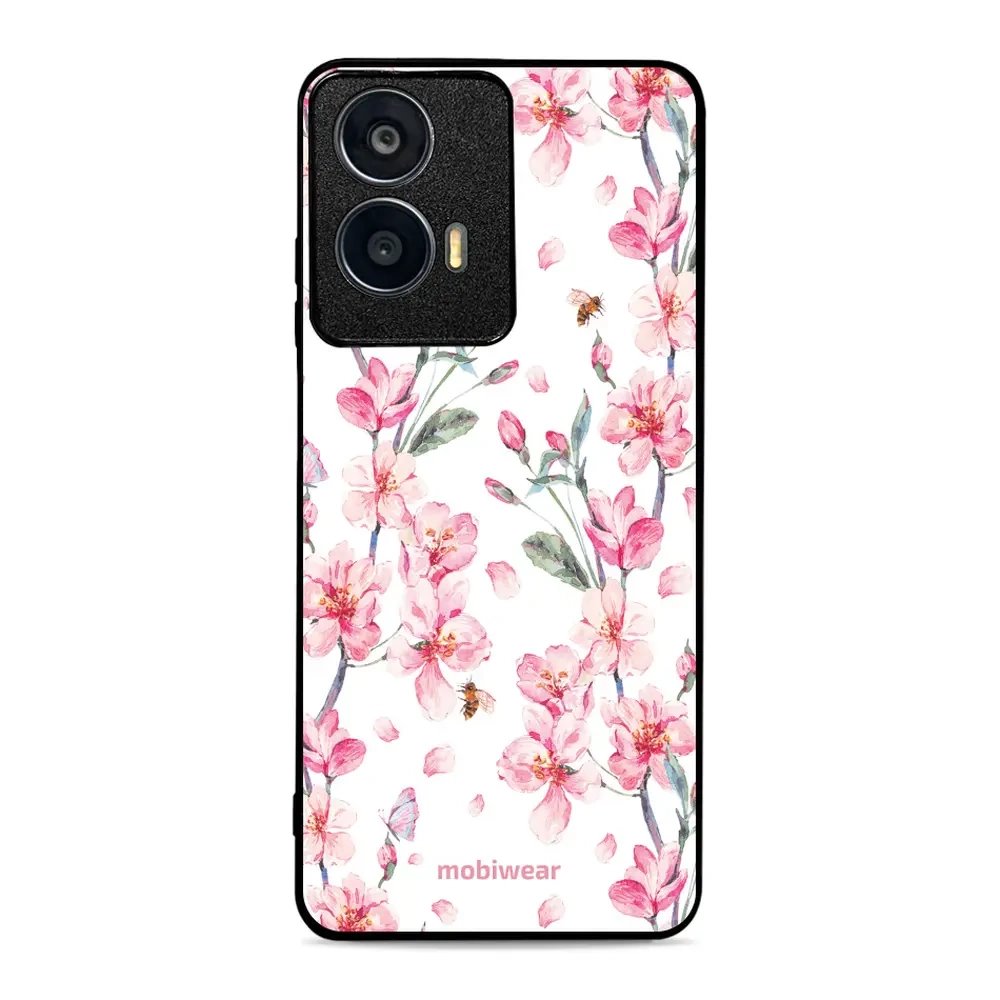 Lesklý kryt Mobiwear Glossy - Motorola Moto G04 - G033G - Růžové květy