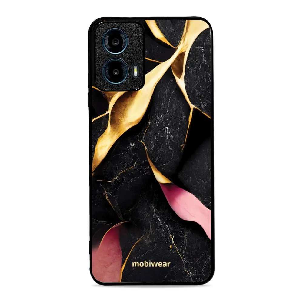 Lesklý kryt Mobiwear Glossy - Motorola Moto G34 5G - G021G Černý a zlatavý mramor