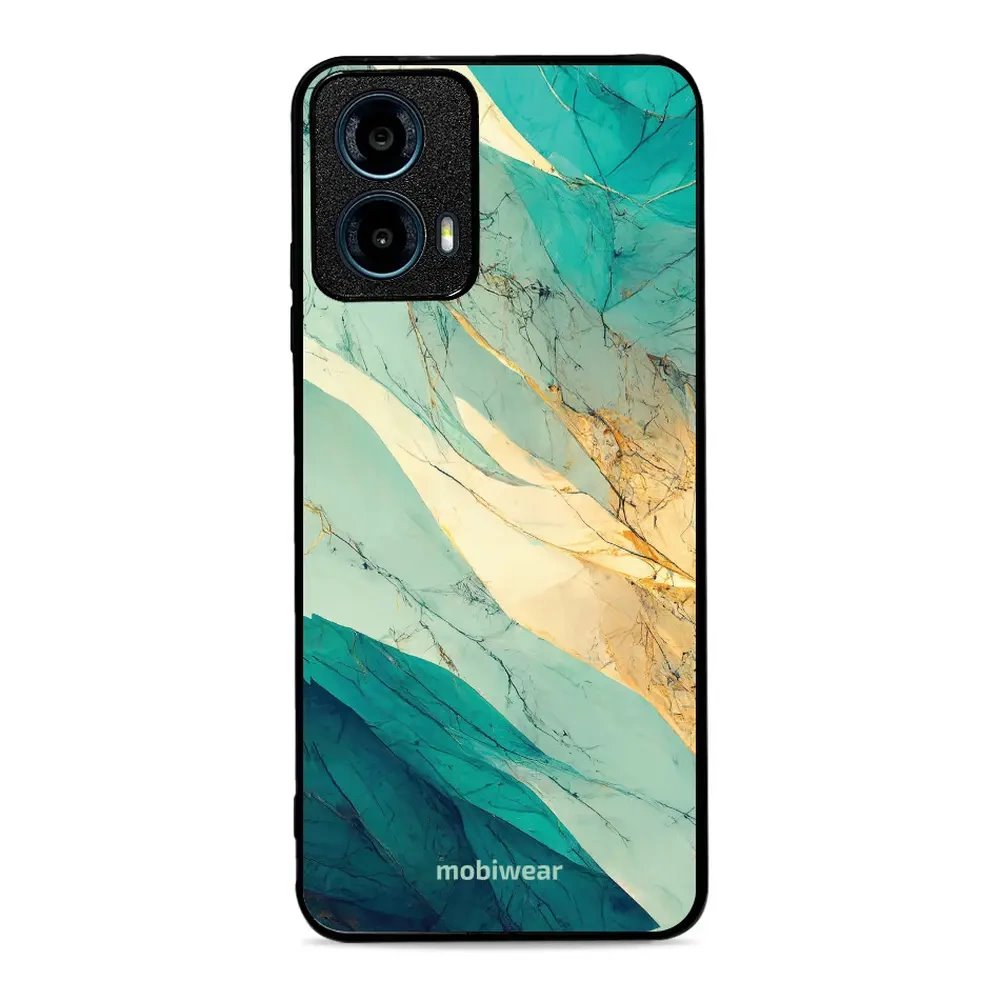 Lesklý kryt Mobiwear Glossy - Motorola Moto G34 5G - G024G - Zlatavý a zelenkavý mramor
