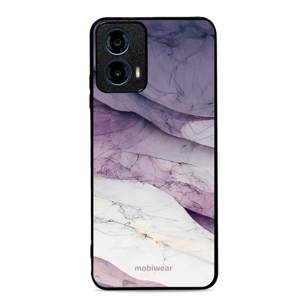 Lesklý kryt Mobiwear Glossy - Motorola Moto G34 5G - G028G - Bílý a fialový mramor