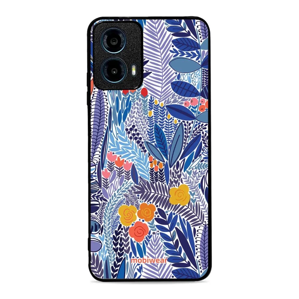 Lesklý kryt Mobiwear Glossy - Motorola Moto G34 5G - G037G - Modrá květena