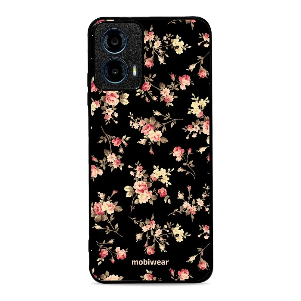 Lesklý kryt Mobiwear Glossy - Motorola Moto G34 5G - G039G - Květy na černé