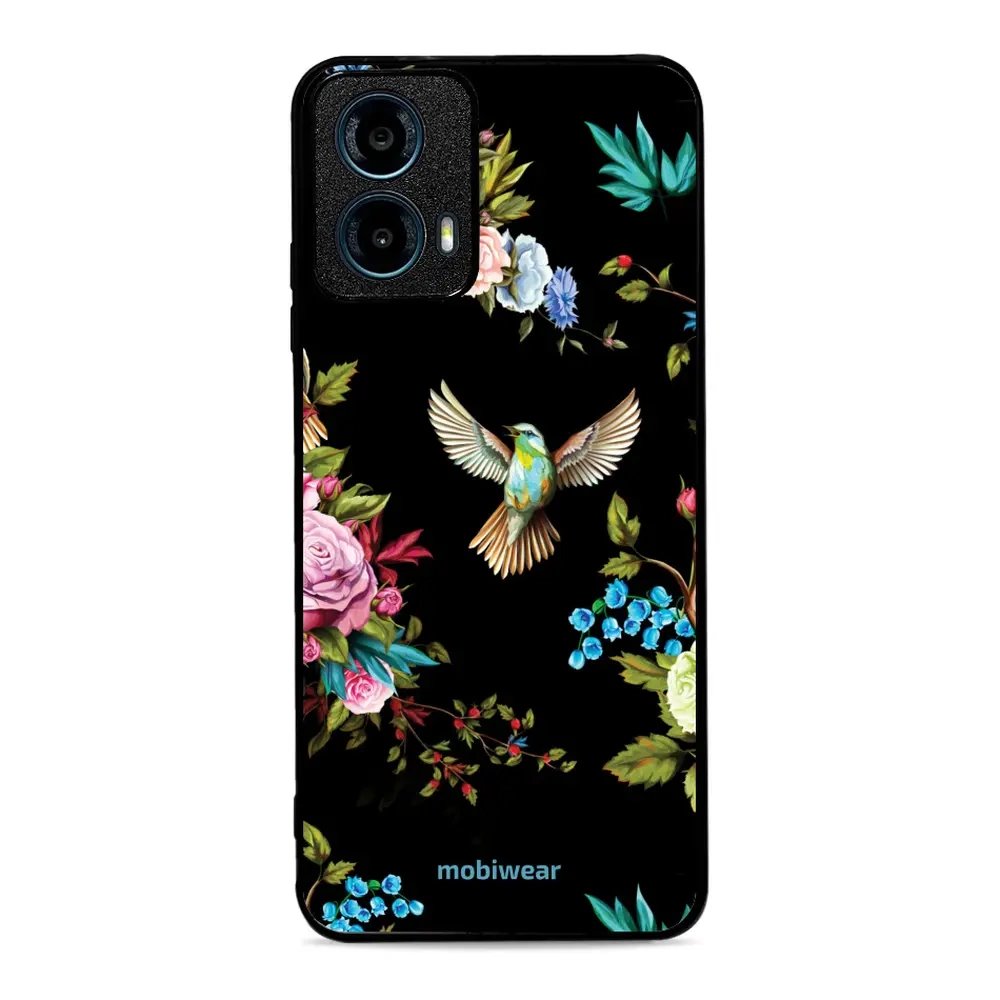 Lesklý kryt Mobiwear Glossy - Motorola Moto G34 5G - G041G - Ptáček a květy
