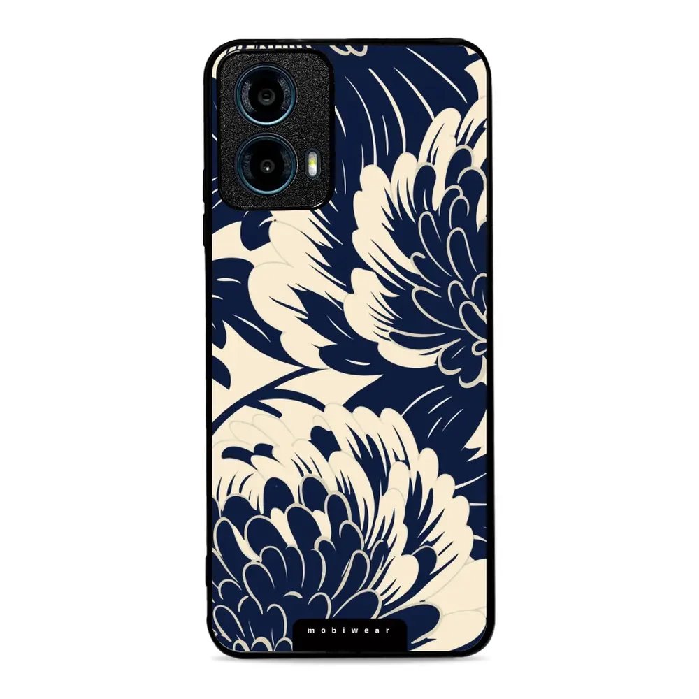 Lesklý kryt Mobiwear Glossy - Motorola Moto G34 5G - GA40G Modré a béžové květy