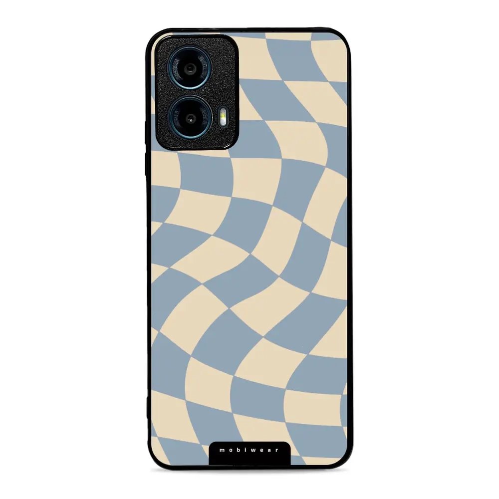 Lesklý kryt Mobiwear Glossy - Motorola Moto G34 5G - GA59G Modrá a béžová šachovnice