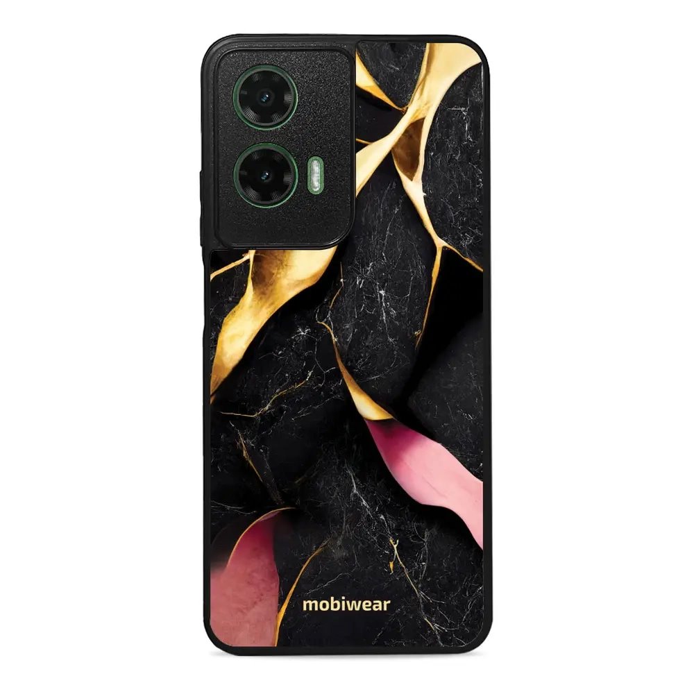 Lesklý kryt Mobiwear Glossy - Motorola Moto G35 5G - G021G Černý a zlatavý mramor