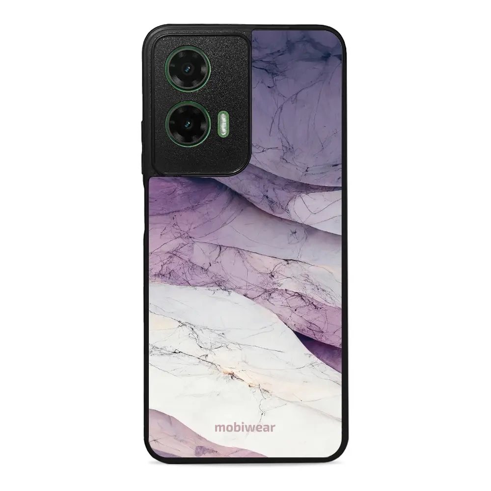 Lesklý kryt Mobiwear Glossy - Motorola Moto G35 5G - G028G - Bílý a fialový mramor